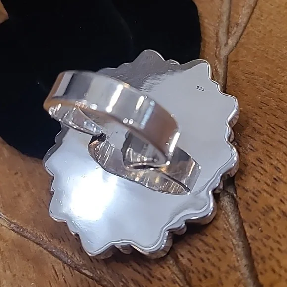 Turquoise Sterling Silver Statement Cluster Ring Adjustable